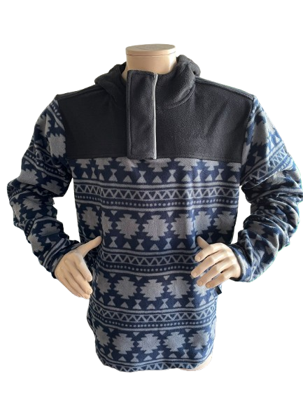 MAUI Herren Fleece-Hoodie navy gemustert 25660 Gr. L