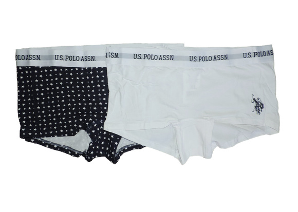 U.S. Polo Damen Panty Unterhose 2er Pack Weiß Blau Sterne Gr. L XL