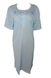 Damen Nachthemd Kurzarm Gepunktet Türkis Weiß Blau Orange Gr. M L XL XXL