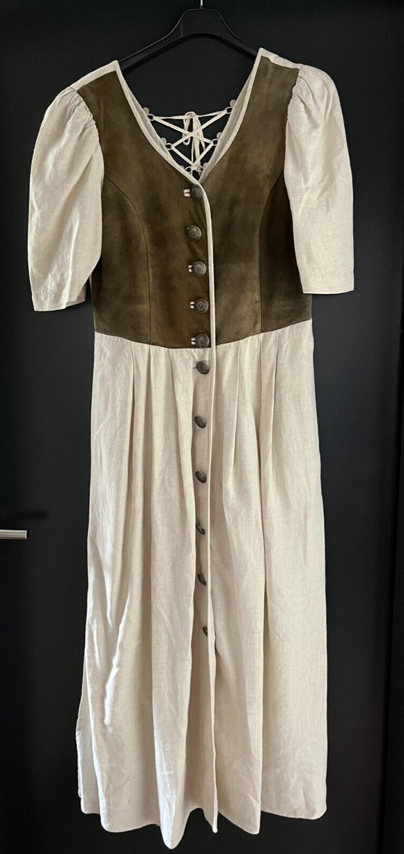 Damen Trachten Dirndl kurzarm Braun Beige Gr. 40 v. Distler