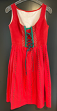 Damen Trachten Dirndl ärmellos Rot, Grün gemustert ca. Gr. 36