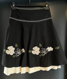 Damen Trachten Rock Schwarz mit Blumenmuster Gr. 38