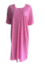 Damen Nachthemd Kurzarm mit Blumenmuster Rosa, Blau, Pink Gr. M, L, XL, 2XL