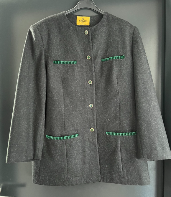 Damen Trachten Janker/Jacke Schwarz/Grau ca. Gr. 46 v. Fendi