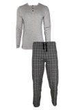 Herren Flanell-Pyjama 2-Teilig Langarm Royal Grau Navy Braun Gr. M L XL 2XL