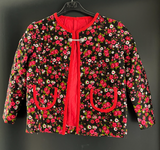 Damen Trachten Janker/Jacke Schwarz Rot geblümt ca. Gr. 38