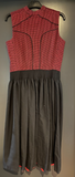 Damen Trachten Dirndl ärmellos Rot, Schwarz gemustert ca. Gr. 40