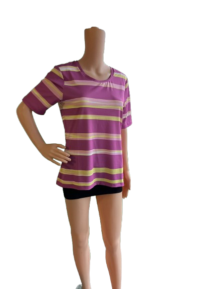 JOY Damen T-Shirt Tanya 36878 Kurzarm purple haze stripes Gr. 38