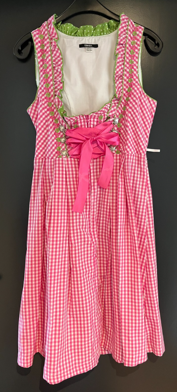Damen Trachten Dirndl ärmellos Rosa-Weiß kariert Gr. 40 v. Esmara