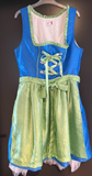Damen Trachten Dirndl ärmellos Blau mit grüner Schürze Gr. 40 v. NKD