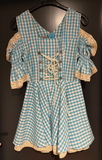 Damen Trachten Dirndl kurzarm schulterfrei Blau-Weiß kariert ca. Gr. 38 v. Lifos