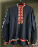Damen Trachten Oberteil langarm Blau mit Stickerei ca. Gr. 46 v. Morild