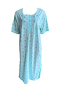 Damen Nachthemd Kurzarm Blau, Grün, Apricot, Lila, Pink Gr. M, L, XL, 2XL