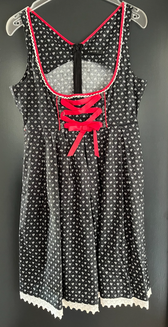 Damen Trachten Dirndl ärmellos Schwarz, Weiß gemustert Gr. 40 v. Amisu