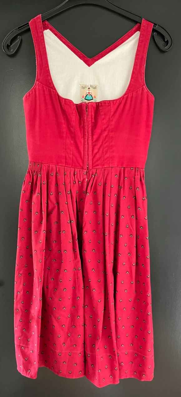 Damen Trachten Dirndl ärmellos Rot gemustert ca. Gr. 36 v. Wenger