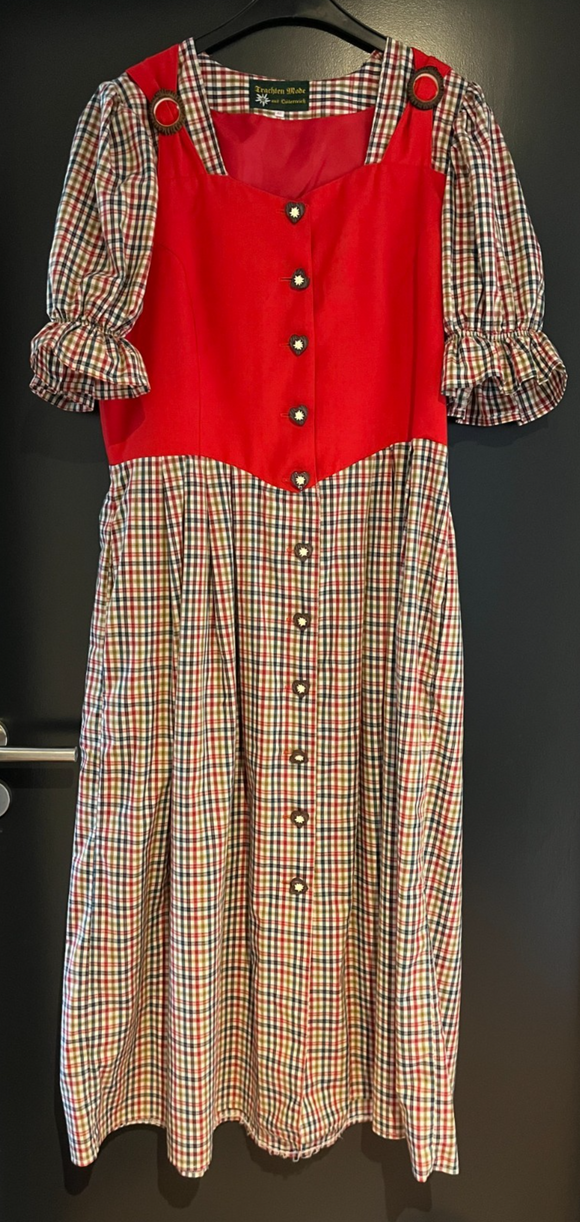 Damen Trachten Dirndl kurzarm Rot gemustert Gr. 42 v. TrachtenMode