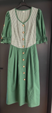 Damen Trachten Dirndl kurzarm grün-weiß gemustert mit Knöpfen ca. Gr. 40