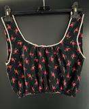 Damen Trachten Bluse/Oberteil schwarz geblümt ca. Gr. 34