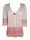 Capuccino Damen Strickjacke Cardigan Rosa 3/4 Arm Knopf