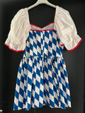 Damen Trachten Dirndl kurzarm Blau-Weiß, Rot gemustert ca. Gr. 38