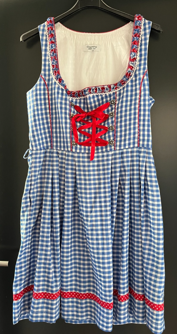Damen Trachten Dirndl ärmellos blau weiß kariert ca. Gr. 42 v. Country Life