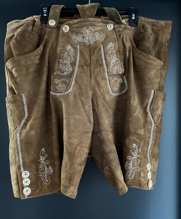Herren Trachten Hose/Lederhose mit Träger braun ca. Gr. 56 v. G.S. Trachten