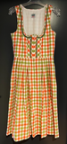 Damen Trachten Dirndl ärmellos Orange, Grün gemustert ca. Gr. 38 v. Country Line
