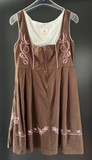 Damen Trachten Dirndl ärmellos Braun, rosa Stickerei ca. Gr. 34 v. Edelnice