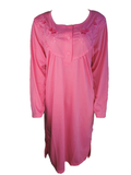 Damen Nachthemd Langarm Unifarben Rosa Lila Türkis Pink Gr. M L XL XXL