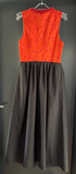 Damen Trachten Dirndl ärmellos schwarz, orange gemustert ca. Gr. 36/38