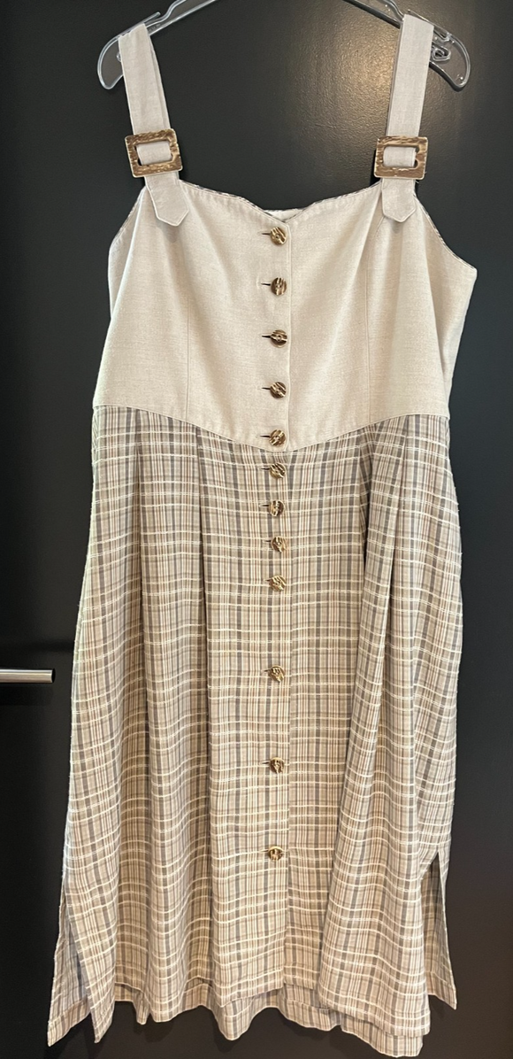 Damen Trachten Dirndl ärmellos Beige gemustert ca. Gr. 46 v. Alphorn