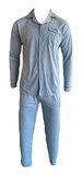 Herren Pyjama Schlafanzug Langarm Blau, Grau Gr. M, L, XL, 2XL
