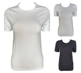 Damen Unterhemd T-Shirt Seamless Kurzarm Weiß Grau Schwarz Gr. S M L