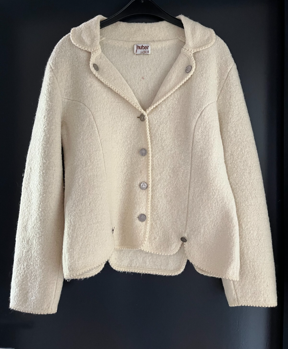 Damen Trachten Janker/Jacke Creme ca. Gr. 40 v. Huber Strickmoden
