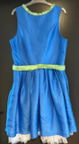 Damen Trachten Dirndl ärmellos Blau mit grüner Schürze Gr. 40 v. NKD