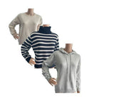 Damen Pulli Hoodie Rolli Streifen Pulli uni S M L
