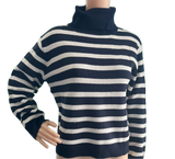 Damen Pulli Hoodie Rolli Streifen Pulli uni S M L