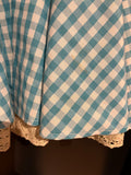 Damen Trachten Dirndl kurzarm schulterfrei Blau-Weiß kariert ca. Gr. 38 v. Lifos