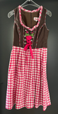Damen Trachten Dirndl ärmellos Braun, Rosa-Weiß gemustert ca. Gr. 36 v. Fuchs