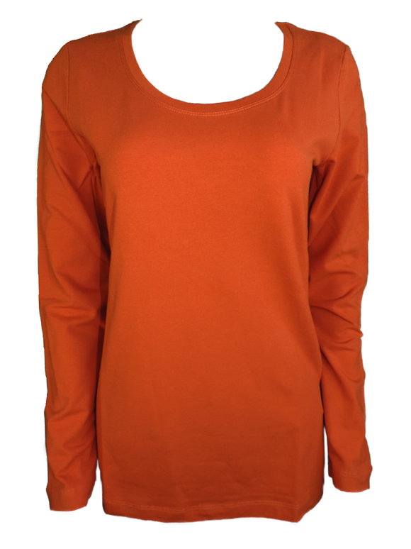 Best Connections Damen Shirt Langarmshirt Orange Baumwolle Gr. 36
