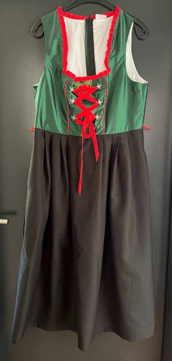 Damen Trachten Dirndl ärmellos grün, schwarz, Rot Gr. 44 v. Infinity Woman