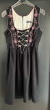 Damen Trachten Dirndl ärmellos Schwarz, Rosa Stickerei Gr. 38 v. Golden-Trachten