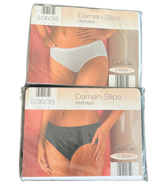 Damen Hüftslip 2er Pack Weiß, Schwarz Gr. S