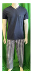 Herren Pyjama Kurzarm Navy, Grün Gr. M