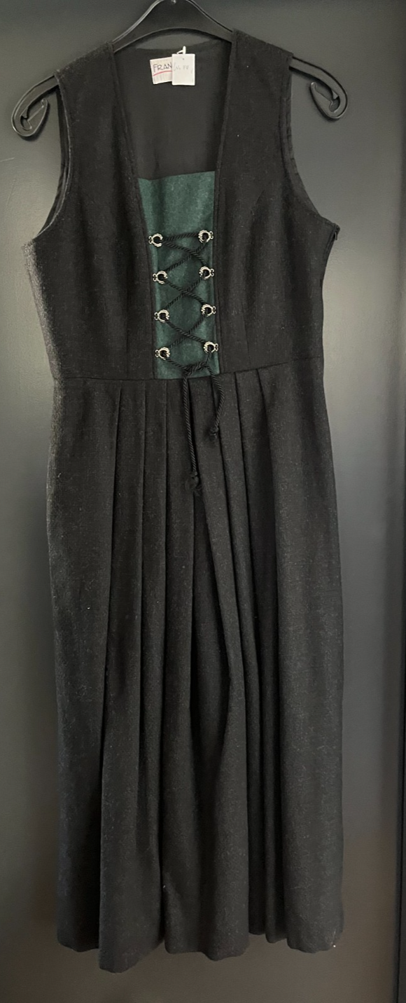 Damen Trachten Dirndl ärmellos Schwarz, Grün ca. Gr. 40 v. Francan