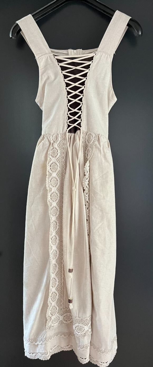 Kinder Trachten Dirndl ärmellos beige, braun Gr. 164 v. Isar-Trachten
