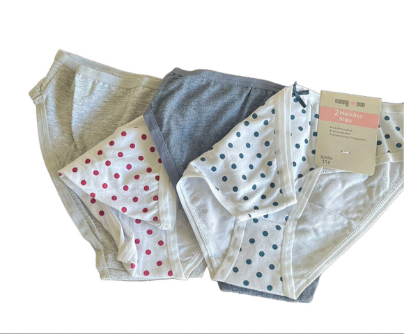 Kinder Mädchen Slip Unterhose 2er Pack Creme Baumwolle Gr. 116 128 140 152 164