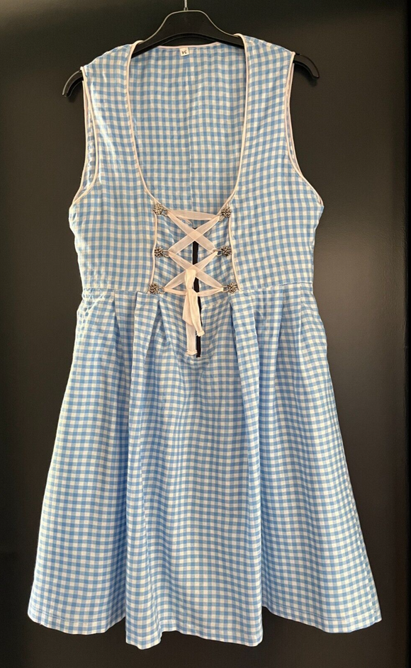 Damen Trachten Dirndl ärmellos Blau weiß kariert Gr. 34