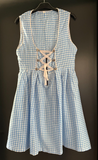 Damen Trachten Dirndl ärmellos Blau weiß kariert Gr. 34