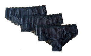 Damen Brazilian Slip Unterhose mit Spitze 3er-Pack Gr. XS, S, M, L, XL
